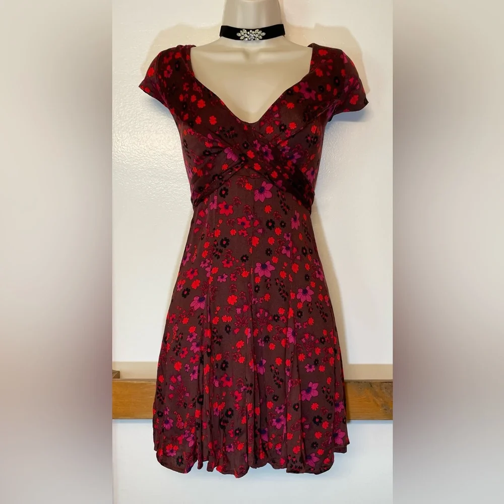Free People “It Takes Two” Wrap Dress in Plum Combo Mini Dress (M) - Picture 9 of 11